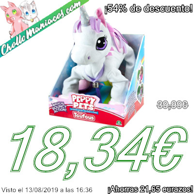 Te traemos el Peluche de unicornio Peppy Pets Les Toufous Giochi Preziosi modelo PEP02010 que tiene un precio muy bueno