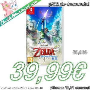 Aquí te traemos el Videojuego The Legend of Zelda Skyward Sword HD para Nintendo Switch, cuyo precio está muy bien
