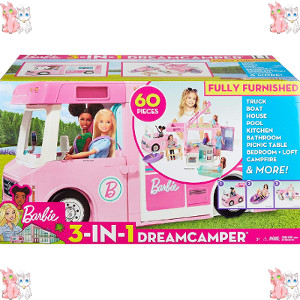 Caravana para acampar Barbie de Mattel modelo GHL93, cuyo precio está bien bajo
